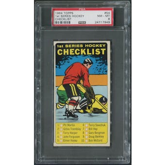 1964/65 Topps Hockey #54 1st Checklist PSA 8 (NM-MT)