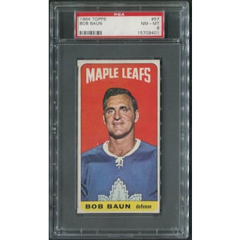 1964/65 Topps Hockey #57 Bob Baun PSA 8 (NM-MT)