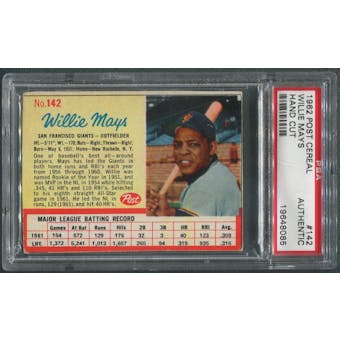 1962 Post Cereal Baseball #142 Willie Mays PSA Authentic