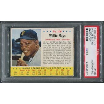 1963 Jello Baseball #106 Willie Mays PSA Authentic