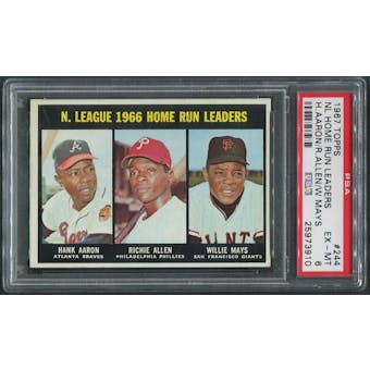 1967 Topps Baseball #244 NL Home Run Leaders Hank Aaron Richie Allen & Willie Mays PSA 6 (EX-MT)