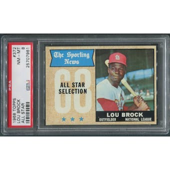 1968 Topps Baseball #372 Lou Brock All Star PSA 8 (NM-MT)