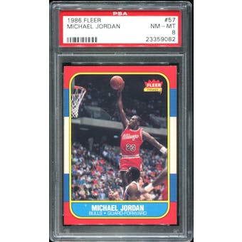 1986/87 Fleer Basketball #57 Michael Jordan Rookie PSA 8 (NM-MT) *9082
