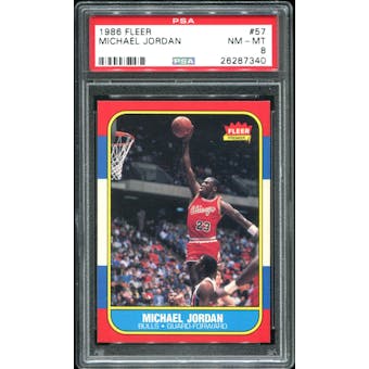 1986/87 Fleer Basketball #57 Michael Jordan Rookie PSA 8 (NM-MT) *7340