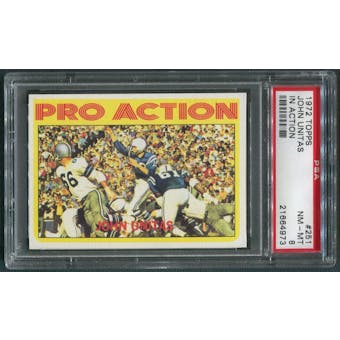 1972 Topps Football #251 Johnny Unitas In Action PSA 8 (NM-MT)