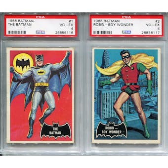 1966 Batman The Batman #1 and Robin - Boy Wonder #2 VG-EX PSA 4 Set Black Bat