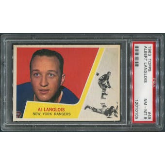 1963/64 Topps Hockey #49 Albert Langlois PSA 8 (NM-MT)