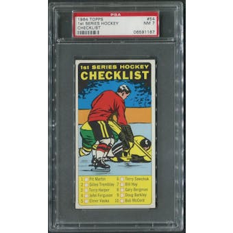 1964/65 Topps Hockey #54 1st Checklist PSA 7 (NM)