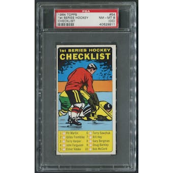 1964/65 Topps Hockey #54 1st Checklist PSA 8 (NM-MT) (OC)