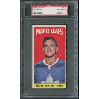 1964/65 Topps Hockey #57 Bob Baun PSA 6 (EX-MT)