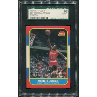 1986/87 Fleer Basketball #57 Michael Jordan Rookie SGC 92 (NM-MT+)