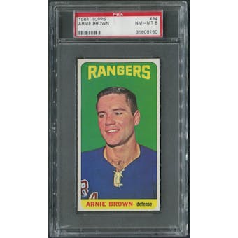 1964/65 Topps Hockey #34 Arnie Brown Rookie PSA 8 (NM-MT)