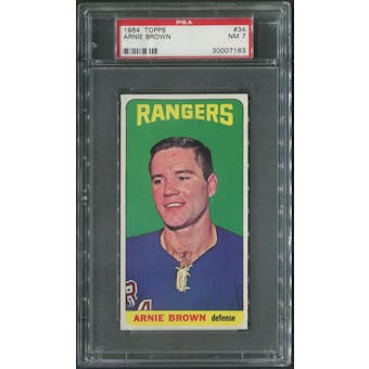 1964/65 Topps Hockey #34 Arnie Brown Rookie PSA 7 (NM)