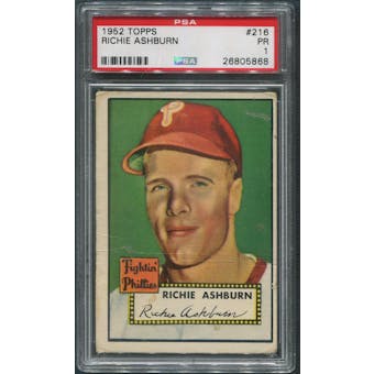 1952 Topps Baseball #216 Richie Ashburn PSA 1 (PR)