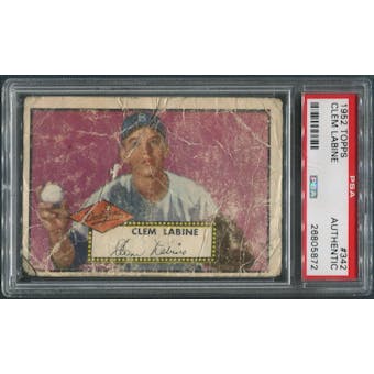 1952 Topps Baseball #342 Clem Labine Rookie PSA Authentic