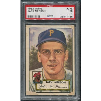 1952 Topps Baseball #375 John Merson Rookie PSA 1 (PR)