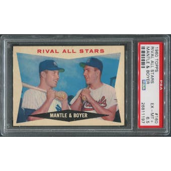 1960 Topps Baseball #160 Mickey Mantle & Ken Boyer Rival All-Stars PSA 6.5 (EX-MT+)