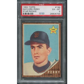 1962 Topps Baseball #199 Gaylord Perry Rookie PSA 6 (EX-MT)