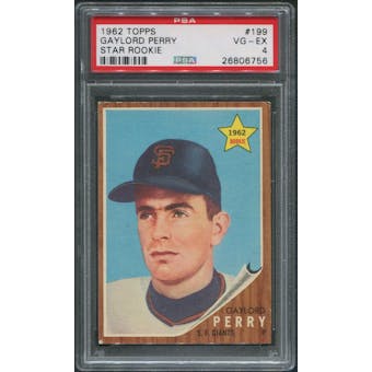 1962 Topps Baseball #199 Gaylord Perry Rookie PSA 4 (VG-EX)