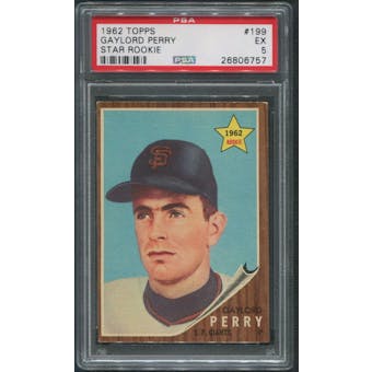 1962 Topps Baseball #199 Gaylord Perry Rookie PSA 5 (EX)