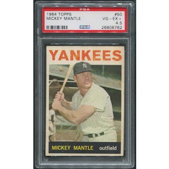1964 Topps Baseball #50 Mickey Mantle PSA 4.5 (VG-EX+)