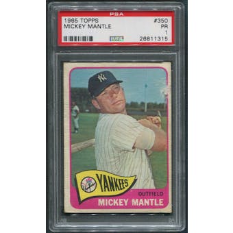1965 Topps Baseball #350 Mickey Mantle PSA 1 (PR)