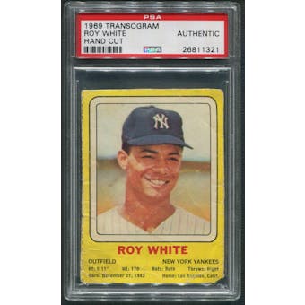 1969 Transogram Baseball #26 Roy White Hand Cut PSA Authentic