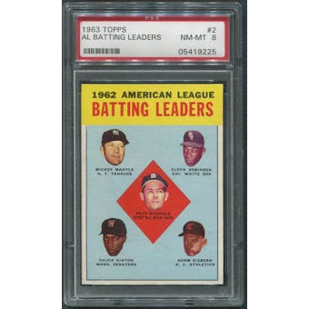 1963 Topps Baseball #2 AL Batting Leaders Mickey Mantle PSA 8 (NM-MT)