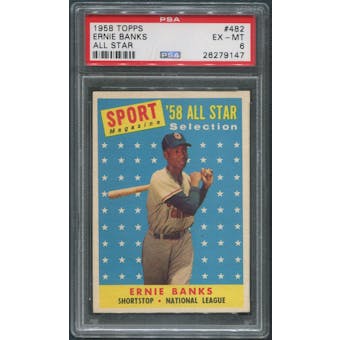 1958 Topps Baseball #482 Ernie Banks All Star PSA 6 (EX-MT)