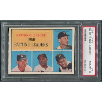 1961 Topps Baseball #41 NL Batting Leaders Clemente Mays PSA 8 (NM-MT)