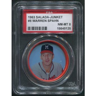 1963 Salada Junket Coins Baseball #8 Warren Spahn PSA 8 (NM-MT)