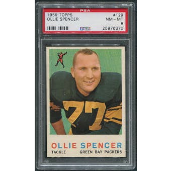 1959 Topps Football #129 Ollie Spencer Rookie PSA 8 (NM-MT)