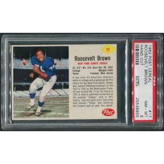 1962 Post Cereal Football #17 Roosevelt Brown Hand Cut PSA 8 (NM-MT)