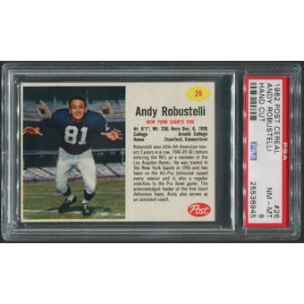 1962 Post Cereal Football #26 Andy Robustelli Hand Cut PSA 8 (NM-MT)