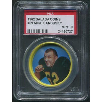 1962 Salada Coins Football #69 Mike Sandusky PSA 9 (MINT)