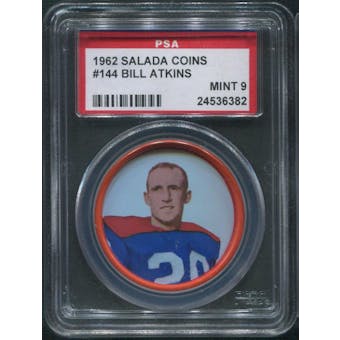 1962 Salada Coins Football #144 Bill Atkins PSA 9 (MINT)