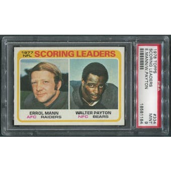 1978 Topps Football #334 Walter Payton & Errol Mann Scoring Leaders PSA 9 (MINT)