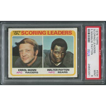 1978 Topps Football #334 Walter Payton & Errol Mann Scoring Leaders PSA 9 (MINT)