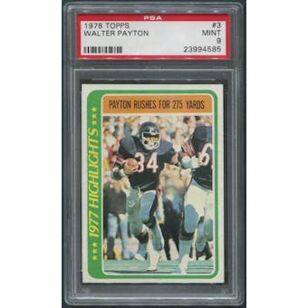 1978 Topps Football #3 Walter Payton Rushes For 275 Yards PSA 9 (MINT)