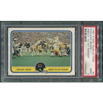 1981 Fleer Team Action Football #7 Chicago Bears About To Hit Paydirt PSA 9 (MINT)