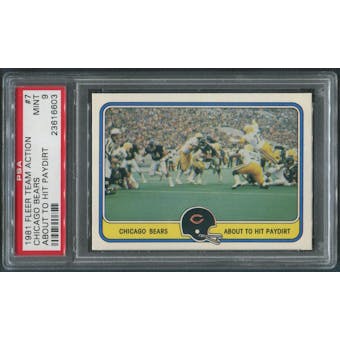 1981 Fleer Team Action Football #7 Chicago Bears About To Hit Paydirt PSA 9 (MINT)