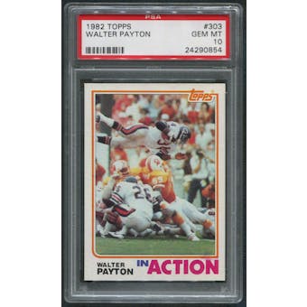 1982 Topps Football #303 Walter Payton In Action PSA 10 (GEM MT)