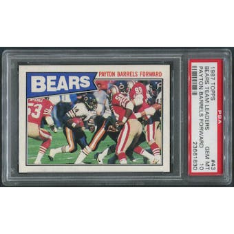 1987 Topps Football #43 Chicago Bears Team Leaders Walter Payton PSA 10 (GEM MT)