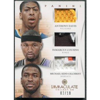 2012/13 Immaculate Collection #37 Anthony Davis DeMarcus Cousins Michael Kidd-Gilchrist Patch #02/10