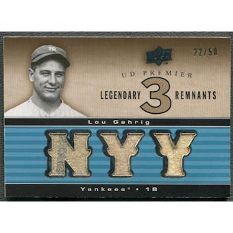 2008 Upper Deck Premier #LG Lou Gehrig Legendary Remnants Triple Jersey #22/50