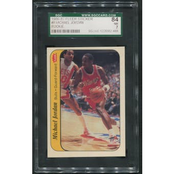 1986/87 Fleer Basketball #8 Michael Jordan Rookie Sticker SGC 84 (NM 7)