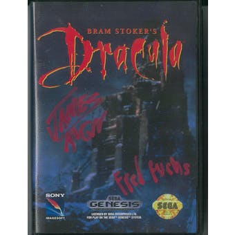 Sega Genesis Bram Stoker's Dracula AVGN Red Autographed Game "Fred Fuchs Inscription"