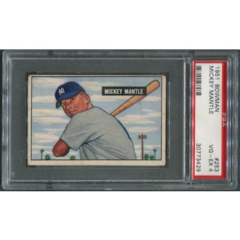 1951 Bowman Baseball #253 Mickey Mantle Rookie PSA 4 (VG-EX)