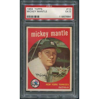 1959 Topps Baseball #10 Mickey Mantle PSA 5 (EX)