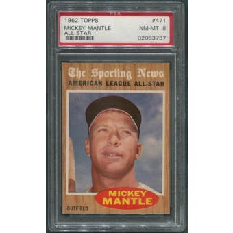1962 Topps Baseball #471 Mickey Mantle All Star PSA 8 (NM-MT)
